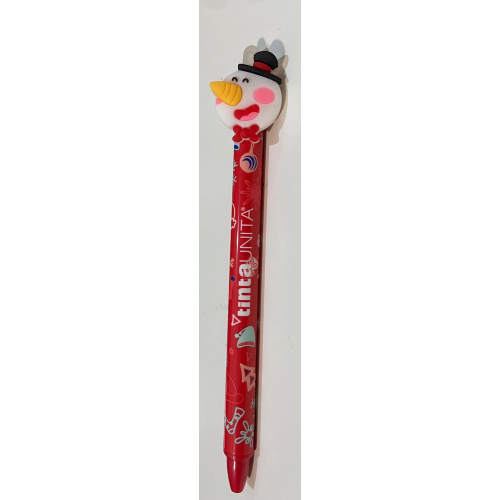 Penna cancellabile blu click clak winter pupazzo di neve Tinta Unita