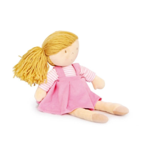 Bambola Rose 32cm con capelli dorati e vestitino rosa Bonikka